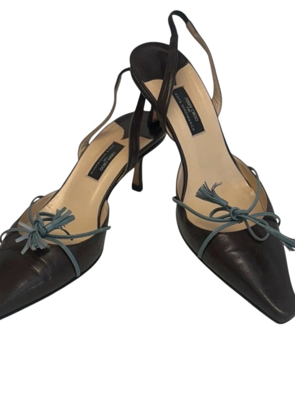 Jimmy Choo x Anya Hindmarch Rare Vintage Slingback heel Chocolate Leather EU 40 - Picture 3 of 9
